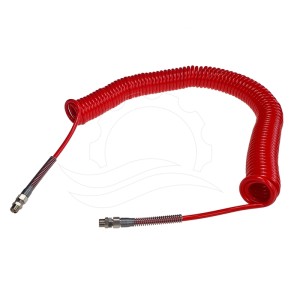 Tubo a spirale PA 8x5mm (spira 55mm) 12m rosso G1/4''M